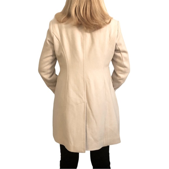Donatella Ladies Pea Coat Wool Blend Size PL Off White Designer Buttons Front - Picture 3 of 8